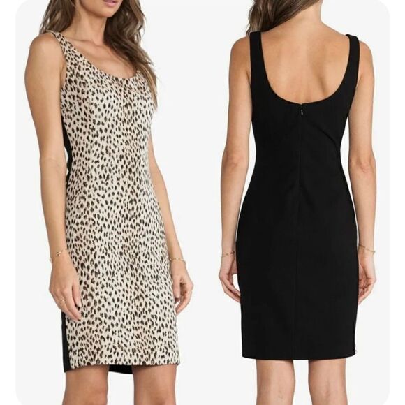 Diane Von Furstenberg Arianna Leopard Caramel New Pearl Black Dress $398 - Picture 1 of 10